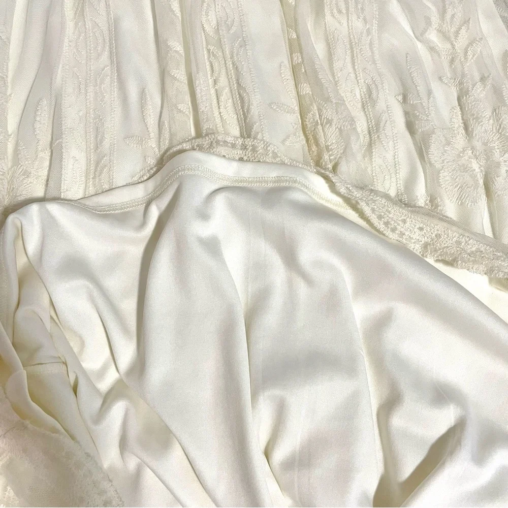 PinkBlush Cream Lace Mesh Overlay Maternity Maxi Dress Women's XL - Picture 9 of 16